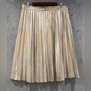 Maeve Anthropologie‎ Pleated Midi Skirt Women’s Size Large Rose Gold Metallic